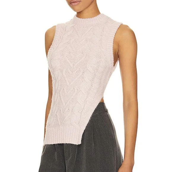 Lovers + Friends  Barbiecore Pink Cable Knit Sweater Vest - Picture 3 of 15